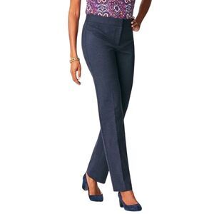 Talbots Navy Herringbone‎ Italian Luxe Knit Straight Leg Dress Pants
